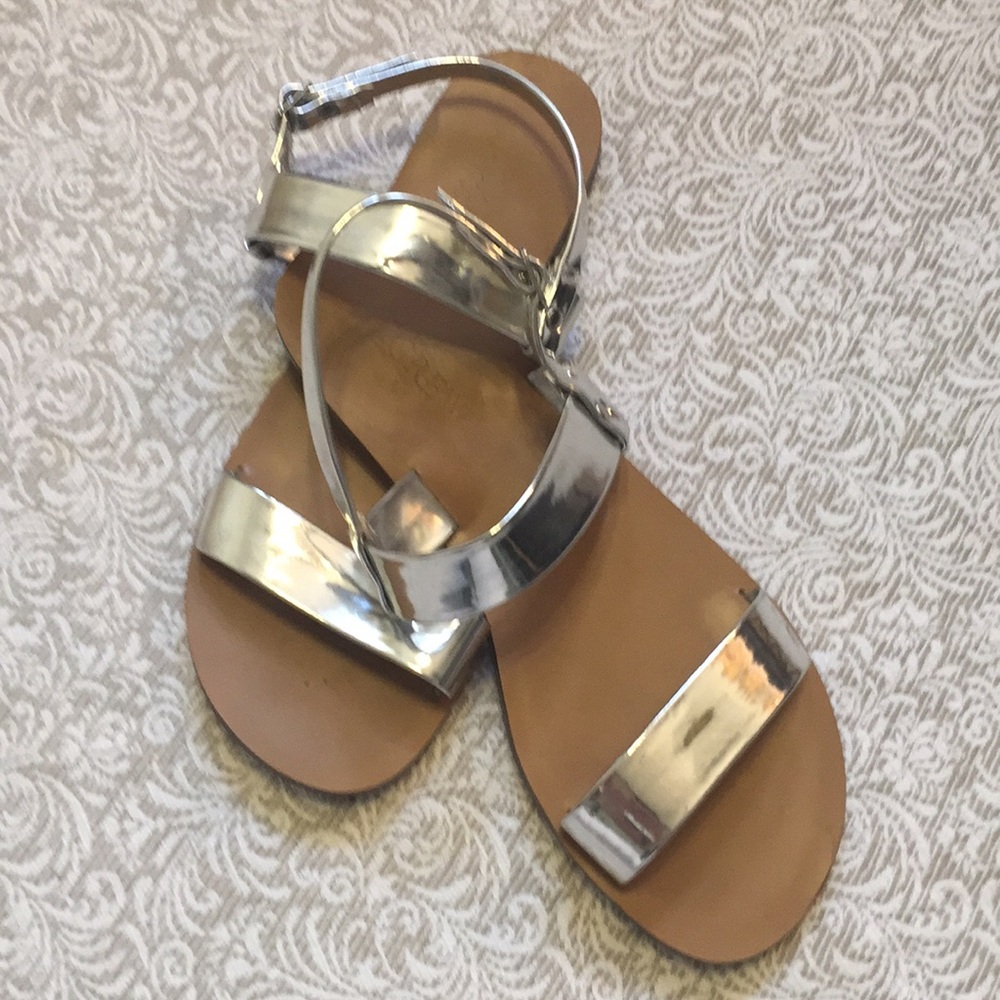 J.Crew silver strappy sandals